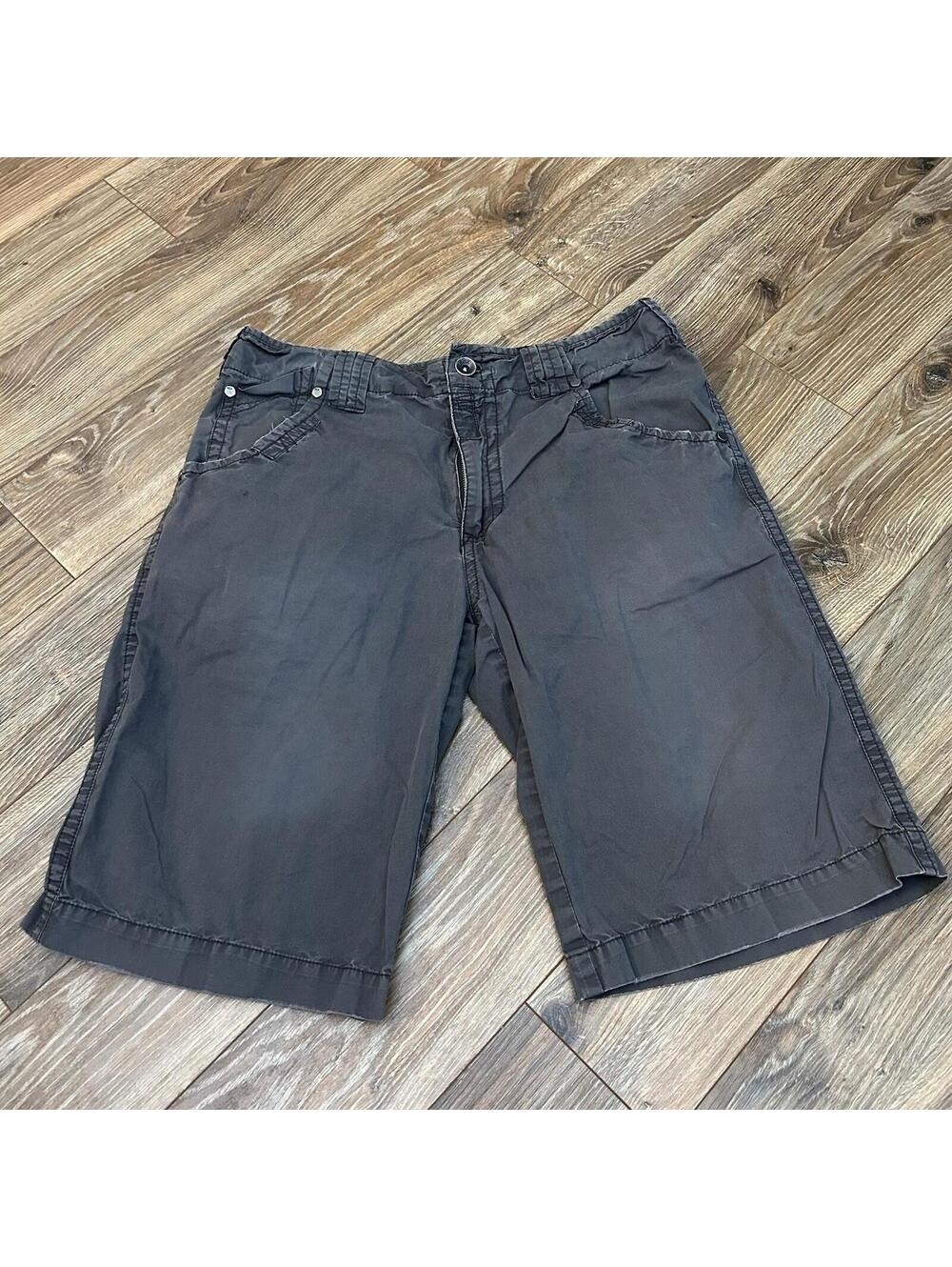 BKE  Mens Black/Granite Slim Fit Shorts Waist 32  Distressed